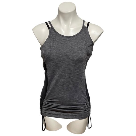 Cozy Orange Grey Black Side Ruched Strappy Athleisure Tank - Picture 3 of 5
